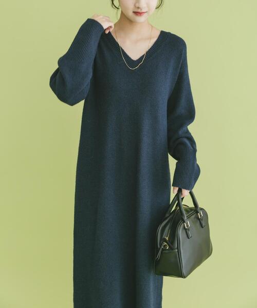 ITEMS URBANRESEARCH（アイテムズ アーバンリサーチ）の「ハーフジップニットセットワンピース（ワンピース・レディース・ネイビー/グレー・FREE）」の19枚目の写真