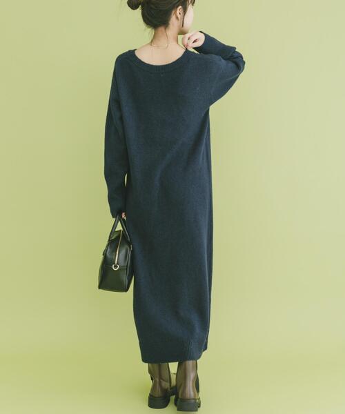 ITEMS URBANRESEARCH（アイテムズ アーバンリサーチ）の「ハーフジップニットセットワンピース（ワンピース・レディース・ネイビー/グレー・FREE）」の20枚目の写真