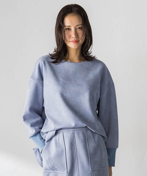 LAUTREAMONT(ロートレアモン)の「【WEB限定】フェイクスエードプルオーバー≪セットアップ対応/洗える≫(Tシャツ/カットソー・レディース・ピンク/ベージュ/ブルー/チャコールグレー・9号/11号)」の4枚目の写真