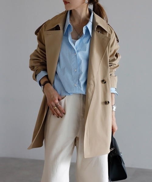 Bonjour Sagan（ボンジュールサガン）の「ベルト付きミドル丈トレンチコート（トレンチコート・レディース・ベージュ・FREE）」の11枚目の写真