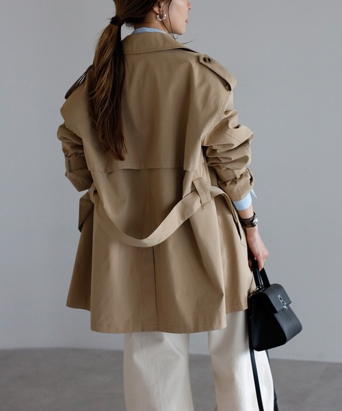 セール】ベルト付きミドル丈トレンチコート（トレンチコート