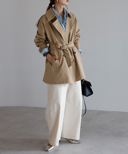 Bonjour Sagan（ボンジュールサガン）の「ベルト付きミドル丈トレンチコート（トレンチコート・レディース・ベージュ・FREE）」の5枚目の写真