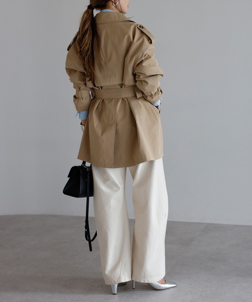 セール】ベルト付きミドル丈トレンチコート（トレンチコート