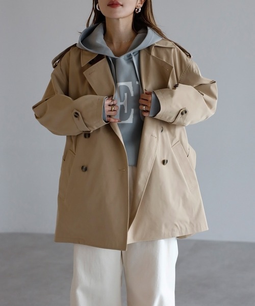 Bonjour Sagan（ボンジュールサガン）の「ベルト付きミドル丈トレンチコート（トレンチコート・レディース・ベージュ・FREE）」の18枚目の写真