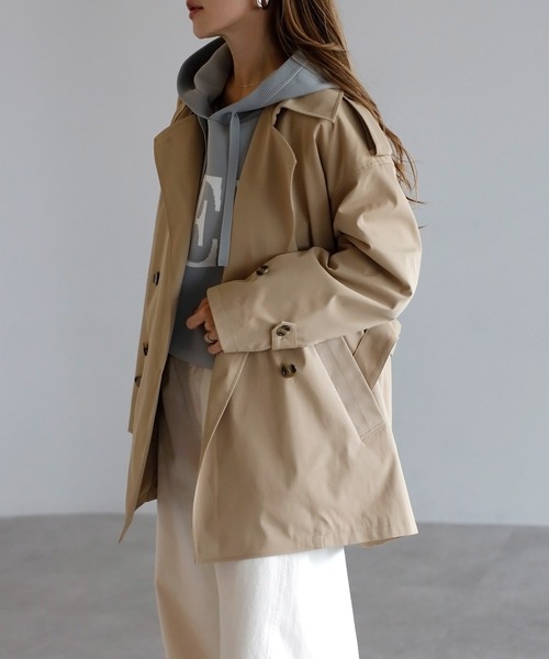 Bonjour Sagan（ボンジュールサガン）の「ベルト付きミドル丈トレンチコート（トレンチコート・レディース・ベージュ・FREE）」の20枚目の写真