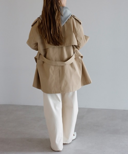 セール】ベルト付きミドル丈トレンチコート（トレンチコート
