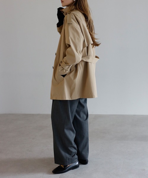 セール】ベルト付きミドル丈トレンチコート（トレンチコート