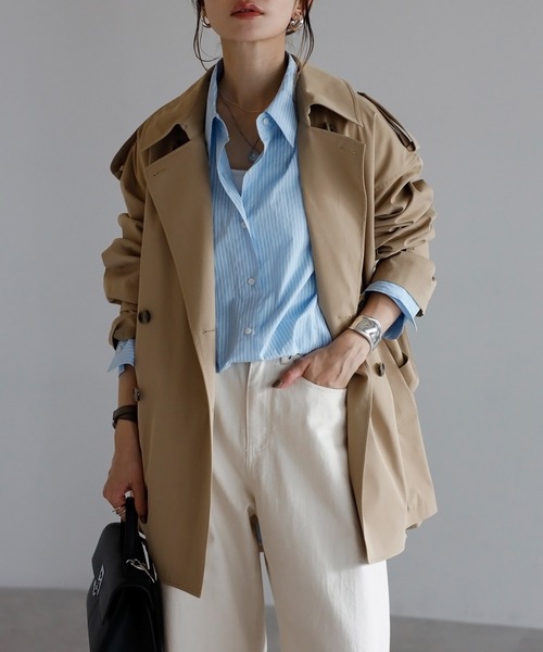 Bonjour Sagan（ボンジュールサガン）の「ベルト付きミドル丈トレンチコート（トレンチコート・レディース・ベージュ・FREE）」の8枚目の写真