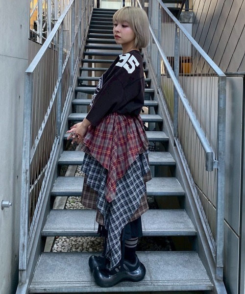 Candy Stripper（キャンディストリッパー）の「RANDOM CHECK スカート（スカート・レディース・ネイビー/ボルドー/オフホワイト・FREE）」の17枚目の写真