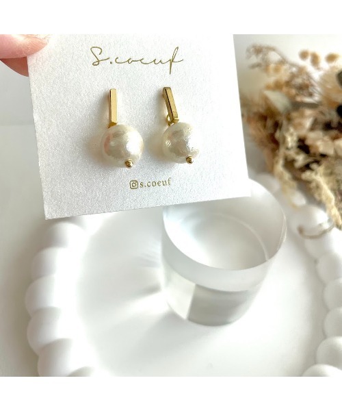 tone(トーン)の「【S.coeuf】【S.coeuf】ピアス メタルバー×コットンパール(MA)(ピアス(両耳用)・レディース・シルバー/ゴールド・FREE)」の7枚目の写真