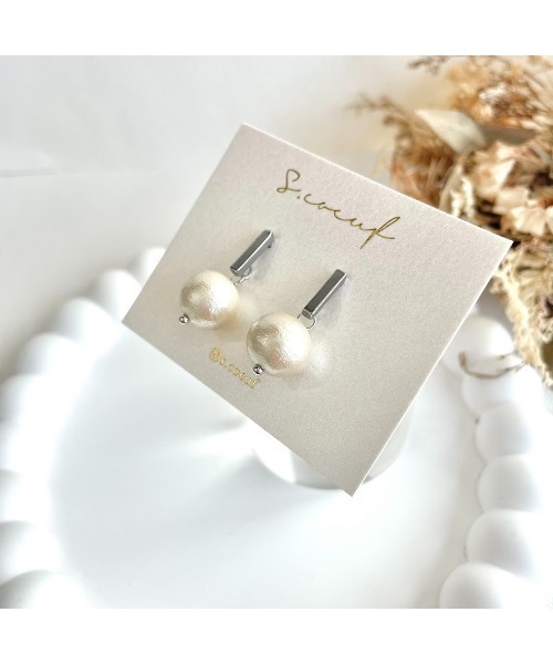 tone(トーン)の「【S.coeuf】【S.coeuf】ピアス メタルバー×コットンパール(MA)(ピアス(両耳用)・レディース・シルバー/ゴールド・FREE)」の4枚目の写真
