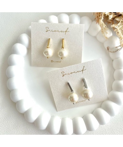 tone(トーン)の「【S.coeuf】【S.coeuf】ピアス メタルバー×コットンパール(MA)(ピアス(両耳用)・レディース・シルバー/ゴールド・FREE)」の5枚目の写真