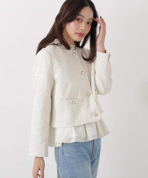 PROPORTION BODY DRESSING（プロポーションボディドレッシング）の「ノーカラーツイードジャケット / 1216155200（ノーカラージャケット・レディース・ブルー/ホワイト系その他・MEDIUM/SMALL）」の11枚目の写真