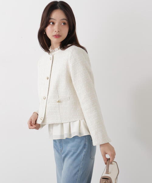 PROPORTION BODY DRESSING（プロポーションボディドレッシング）の「ノーカラーツイードジャケット / 1216155200（ノーカラージャケット・レディース・ブルー/ホワイト系その他・MEDIUM/SMALL）」の12枚目の写真