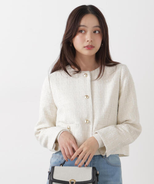 PROPORTION BODY DRESSING（プロポーションボディドレッシング）の「ノーカラーツイードジャケット / 1216155200（ノーカラージャケット・レディース・ブルー/ホワイト系その他・MEDIUM/SMALL）」の14枚目の写真