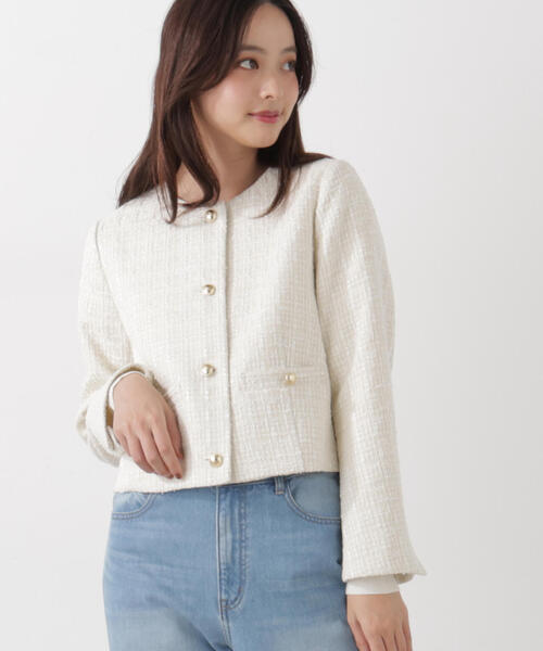 PROPORTION BODY DRESSING（プロポーションボディドレッシング）の「ノーカラーツイードジャケット / 1216155200（ノーカラージャケット・レディース・ブルー/ホワイト系その他・MEDIUM/SMALL）」の15枚目の写真