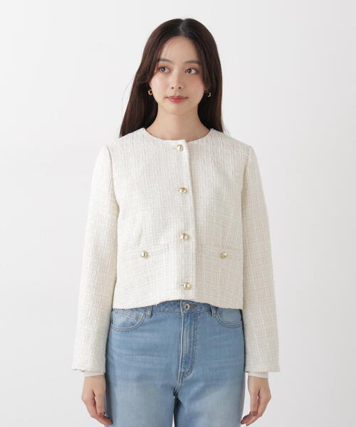 PROPORTION BODY DRESSING（プロポーションボディドレッシング）の「ノーカラーツイードジャケット / 1216155200（ノーカラージャケット・レディース・ブルー/ホワイト系その他・MEDIUM/SMALL）」の17枚目の写真