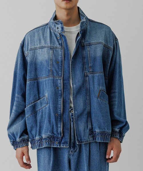 ADAM ET ROPE'(アダムエロペ)の「ブリーチデニム ボマージャケット / ADAM ET ROPE' JEANS -FILM-(デニムジャケット・メンズ・ブルー系その他3・M/L)」の2枚目の写真