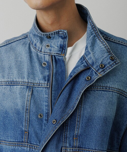 ADAM ET ROPE'(アダムエロペ)の「ブリーチデニム ボマージャケット / ADAM ET ROPE' JEANS -FILM-(デニムジャケット・メンズ・ブルー系その他3・M/L)」の8枚目の写真