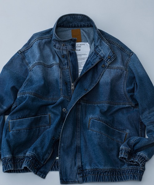 ADAM ET ROPE'(アダムエロペ)の「ブリーチデニム ボマージャケット / ADAM ET ROPE' JEANS -FILM-(デニムジャケット・メンズ・ブルー系その他3・M/L)」の13枚目の写真