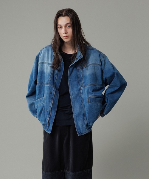 ADAM ET ROPE'(アダムエロペ)の「ブリーチデニム ボマージャケット / ADAM ET ROPE' JEANS -FILM-(デニムジャケット・メンズ・ブルー系その他3・M/L)」の15枚目の写真