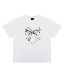 METALLIC RIBBON T SHIRT - WHITE
