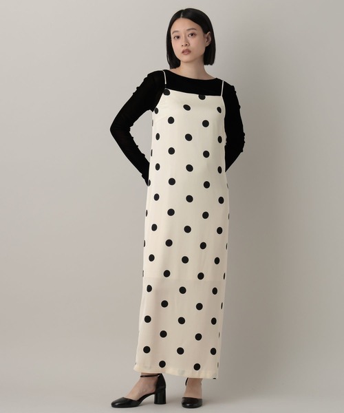 A part by(アパートバイ)の「ドットナローキャミワンピース(ワンピース・レディース・アイボリー/ブラック・FREE)」の1枚目の写真