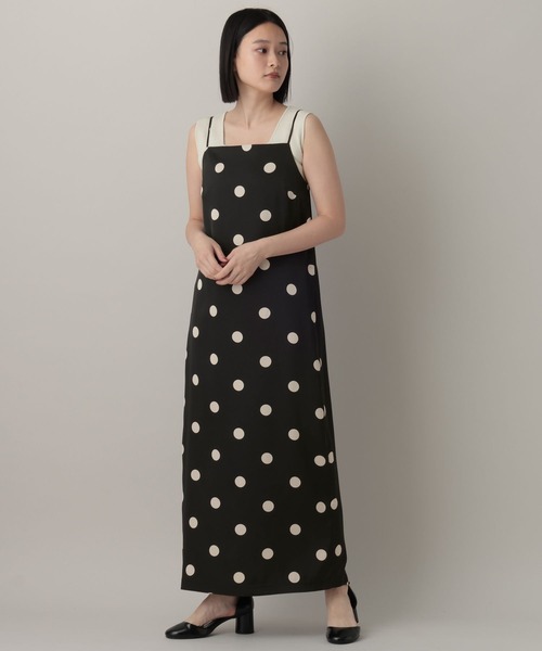 A part by(アパートバイ)の「ドットナローキャミワンピース(ワンピース・レディース・アイボリー/ブラック・FREE)」の2枚目の写真