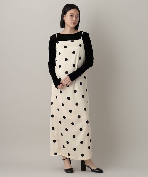 A part by(アパートバイ)の「ドットナローキャミワンピース(ワンピース・レディース・アイボリー/ブラック・FREE)」の3枚目の写真