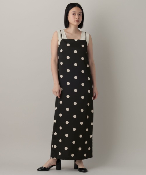 A part by(アパートバイ)の「ドットナローキャミワンピース(ワンピース・レディース・アイボリー/ブラック・FREE)」の6枚目の写真