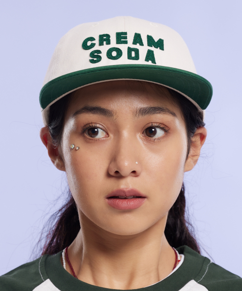 CREAM SODA LAB(クリームソーダラボ)の「アプリケパネルボールキャップグリーン(キャップ・レディース・その他・FREE)」の1枚目の写真