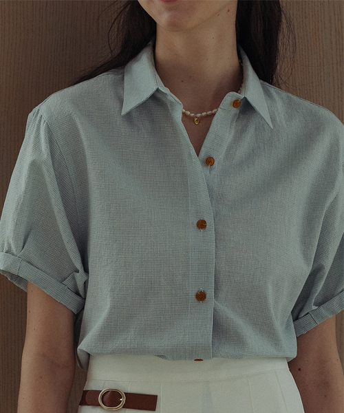 Ann button point shirt_Mint