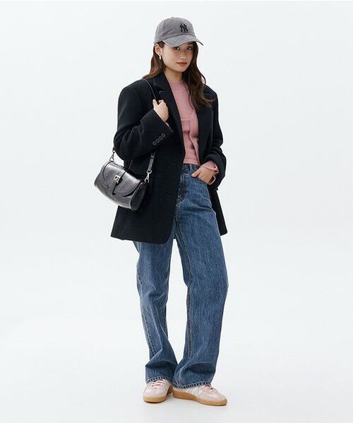 MUSINSA STANDARD WOMAN（ムシンサスタンダードウーマン）の「ウィメンズウールブレンドボリュームメルトンオーバーショルダーブレザーコート[ブラック]（チェスターコート・レディース・その他・LARGE/MEDIUM/SMALL/X-SMALL）」の9枚目の写真