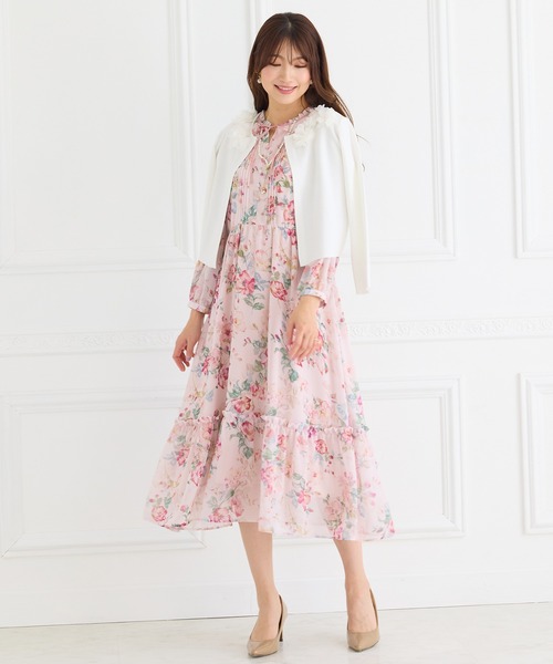 Rose Tiara(ローズティアラ)の「オーガンジーフラワーニットカーディガン(カーディガン/ボレロ・レディース・ブラック/オフホワイト・46/42/38)」の9枚目の写真