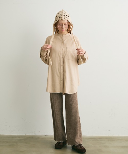 Crisp（クリスプ）の「ストライプオーバーシャツ（シャツ/ブラウス・レディース・ベージュ/グリーン・FREE）」の3枚目の写真