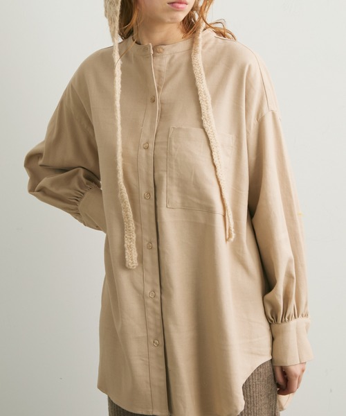 Crisp（クリスプ）の「ストライプオーバーシャツ（シャツ/ブラウス・レディース・ベージュ/グリーン・FREE）」の7枚目の写真