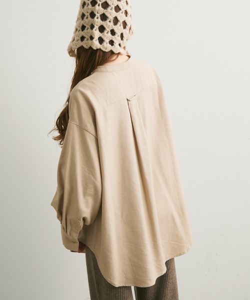 Crisp（クリスプ）の「ストライプオーバーシャツ（シャツ/ブラウス・レディース・ベージュ/グリーン・FREE）」の9枚目の写真