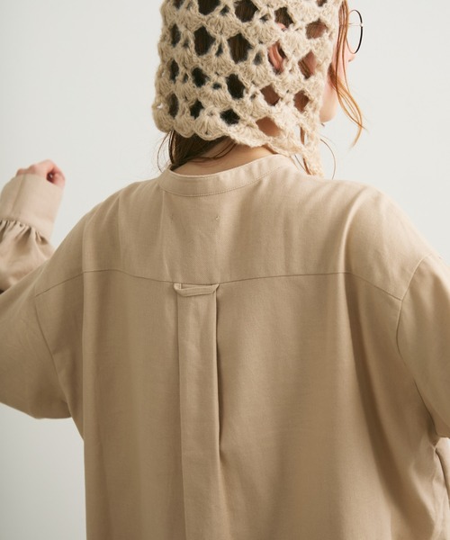 Crisp（クリスプ）の「ストライプオーバーシャツ（シャツ/ブラウス・レディース・ベージュ/グリーン・FREE）」の10枚目の写真