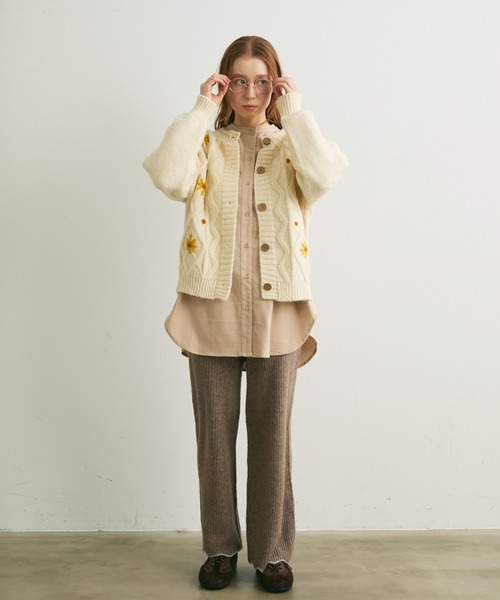 Crisp（クリスプ）の「ストライプオーバーシャツ（シャツ/ブラウス・レディース・ベージュ/グリーン・FREE）」の11枚目の写真