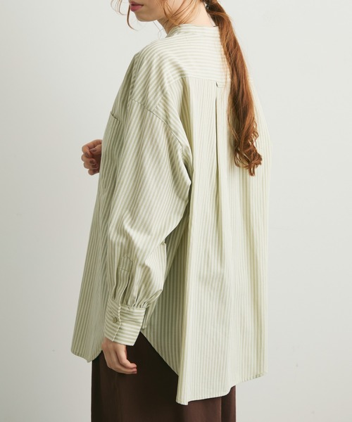 Crisp（クリスプ）の「ストライプオーバーシャツ（シャツ/ブラウス・レディース・ベージュ/グリーン・FREE）」の22枚目の写真