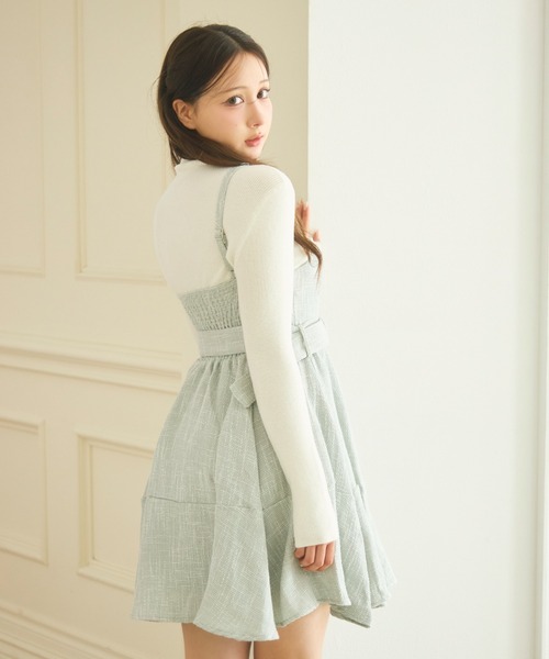 TITTY&CO.（ティティーアンドコー）の「ツイードフレアミニジャンスカ（ジャンパースカート・レディース・ミント・FREE）」の2枚目の写真