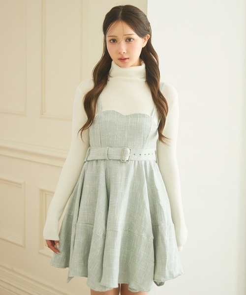 TITTY&CO.（ティティーアンドコー）の「ツイードフレアミニジャンスカ（ジャンパースカート・レディース・ミント・FREE）」の10枚目の写真