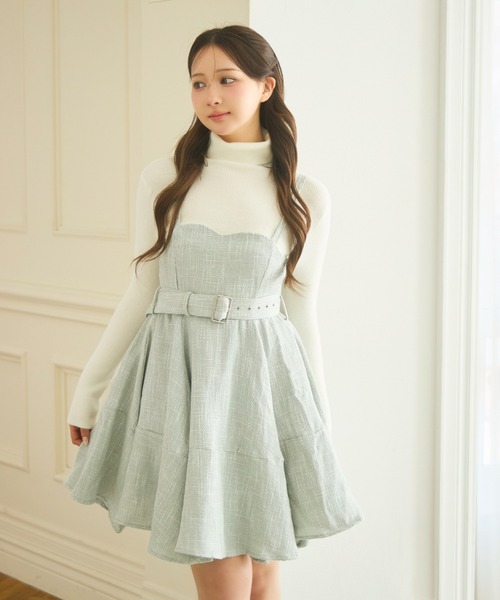 TITTY&CO.（ティティーアンドコー）の「ツイードフレアミニジャンスカ（ジャンパースカート・レディース・ミント・FREE）」の12枚目の写真