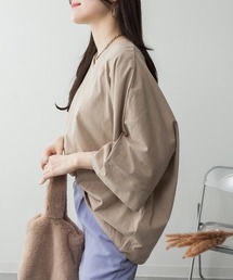 Vネック7分袖ドルマンTシャツ