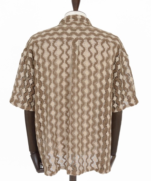 CAMBIO（カンビオ）の「mhs2516- Crochet Like Pattern Short Sleeve Shirts ショートスリーブシャツ(PF-261-017)（シャツ/ブラウス・メンズ・ブラック/モカ・M/L）」の16枚目の写真