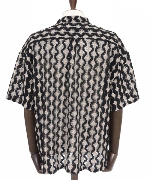 CAMBIO（カンビオ）の「mhs2516- Crochet Like Pattern Short Sleeve Shirts ショートスリーブシャツ(PF-261-017)（シャツ/ブラウス・メンズ・ブラック/モカ・M/L）」の19枚目の写真