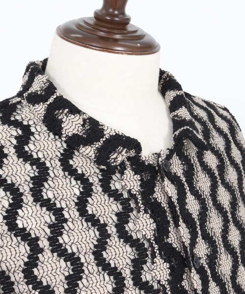 CAMBIO（カンビオ）の「mhs2516- Crochet Like Pattern Short Sleeve Shirts ショートスリーブシャツ(PF-261-017)（シャツ/ブラウス・メンズ・ブラック/モカ・M/L）」の20枚目の写真