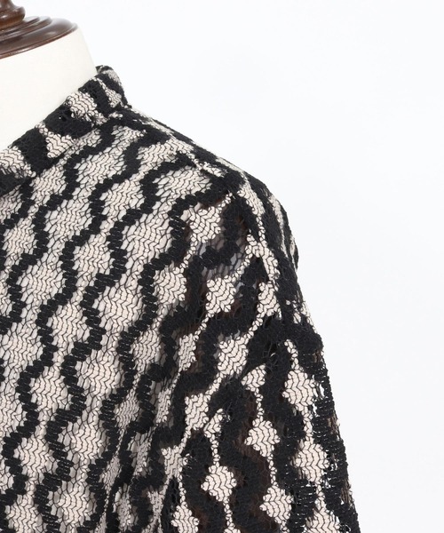 CAMBIO（カンビオ）の「mhs2516- Crochet Like Pattern Short Sleeve Shirts ショートスリーブシャツ(PF-261-017)（シャツ/ブラウス・メンズ・ブラック/モカ・M/L）」の21枚目の写真