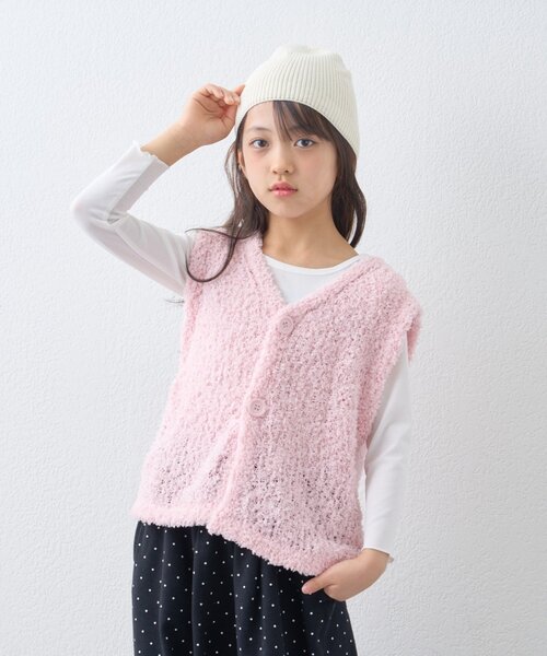 CIAOPANIC TYPY(チャオパニックティピー)の「【KIDS】《ジュニアサイズあり》ミックスチュールヤーンコンパクトベスト(ニット/セーター・キッズ・チャコールグレー/ピンク/イエロー・130/110/150)」の10枚目の写真