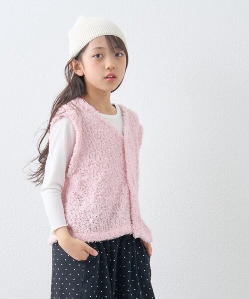 CIAOPANIC TYPY(チャオパニックティピー)の「【KIDS】《ジュニアサイズあり》ミックスチュールヤーンコンパクトベスト(ニット/セーター・キッズ・チャコールグレー/ピンク/イエロー・130/110/150)」の11枚目の写真